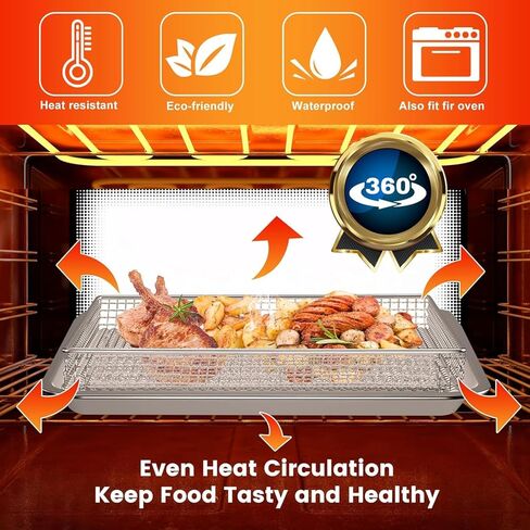 Air Fryer Basket Tray Replacement for Cuisinart TOA-60 TOA-65 TOA-70 Toaster Air Fryer Convection Oven, 12.2 * 11'' Mesh Air Fryer Stainless Steel Basket Wire Rack Accessories Parts, Dishwasher Safe in Kuwait