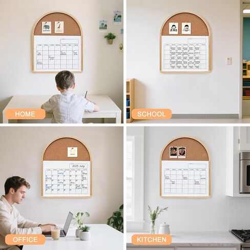 Curved Calendar Whiteboard, 16.5″x20.4″, Magnetic Dry Erase Board, Holiday Gift, Pine Frame, Wall Mounted, Comes with 3 Marker Pens, 4 Magnets, 4 Soft, Suitable for Home, Teaching, and Office. in Saudi Arabia