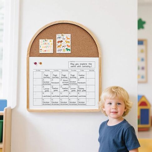 Curved Calendar Whiteboard, 16.5″x20.4″, Magnetic Dry Erase Board, Holiday Gift, Pine Frame, Wall Mounted, Comes with 3 Marker Pens, 4 Magnets, 4 Soft, Suitable for Home, Teaching, and Office. in Saudi Arabia