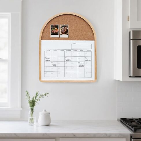 Curved Calendar Whiteboard, 16.5″x20.4″, Magnetic Dry Erase Board, Holiday Gift, Pine Frame, Wall Mounted, Comes with 3 Marker Pens, 4 Magnets, 4 Soft, Suitable for Home, Teaching, and Office. in Saudi Arabia