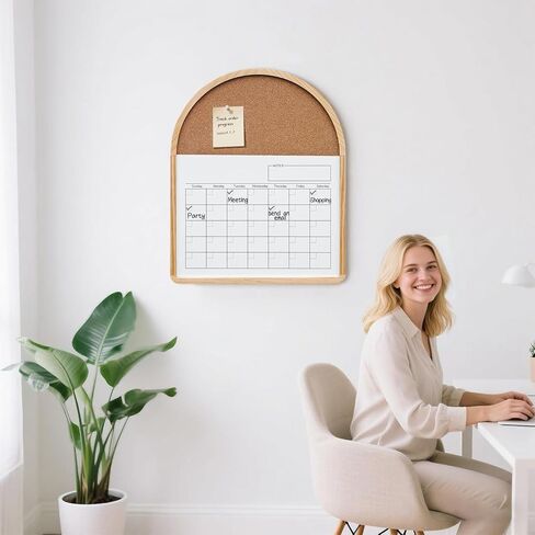 Curved Calendar Whiteboard, 16.5″x20.4″, Magnetic Dry Erase Board, Holiday Gift, Pine Frame, Wall Mounted, Comes with 3 Marker Pens, 4 Magnets, 4 Soft, Suitable for Home, Teaching, and Office. in Saudi Arabia
