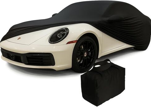 غطاء السيارة الداخلي Porsche 911/718 - مقاس مخصص من الساتان المطاطي Ultraguard متوافق مع 1999-2026 Porsche Coupe Carrera Targa Turbo GTS، Cayman & Boxster - الملاءمة النهائية النهائية (أسود) in Kuwait