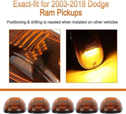 ECCPP Amber LED Cab Roof Running Top Marker Lights for Dodge/Ram 1500, 2500, 3500, 4500, 5500 (2003-2018) - Amber Lens, ABS Plastic, Energy-Saving, Wide Compatibility in Saudi Arabia
