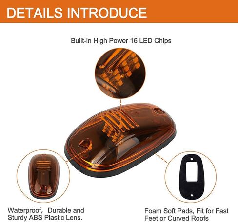 ECCPP Amber LED Cab Roof Running Top Marker Lights for Dodge/Ram 1500, 2500, 3500, 4500, 5500 (2003-2018) - Amber Lens, ABS Plastic, Energy-Saving, Wide Compatibility in Saudi Arabia