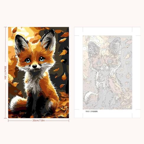SENQAO Framed Paint by Numbers for Adults Beginners with Wooden Easel, Fox Adults' Paint-by-Number Kits on Canvas, Maple Watercolor Acrylic Number Painting for Home Decor, 8x12in in Saudi Arabia