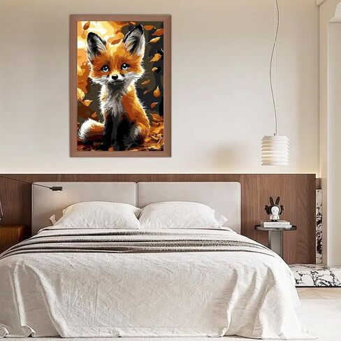 SENQAO Framed Paint by Numbers for Adults Beginners with Wooden Easel, Fox Adults' Paint-by-Number Kits on Canvas, Maple Watercolor Acrylic Number Painting for Home Decor, 8x12in in Saudi Arabia