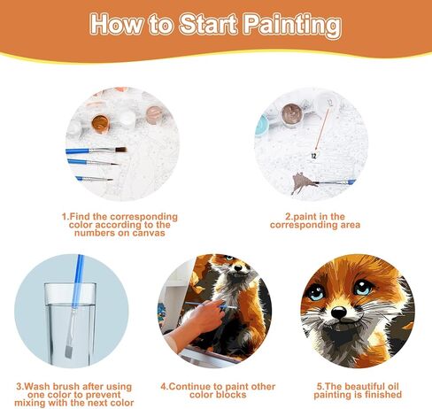 SENQAO Framed Paint by Numbers for Adults Beginners with Wooden Easel, Fox Adults' Paint-by-Number Kits on Canvas, Maple Watercolor Acrylic Number Painting for Home Decor, 8x12in in Saudi Arabia