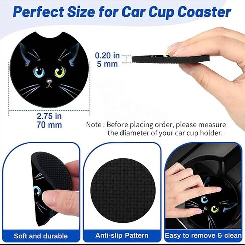 2 Pack Dragon and Skulls Car Cup Holder Coasters 2.75" Universal Size Anti Slip Rubber Mat Gifts for Women Men Neoprene Auto Insert Cars Coasters for Cup Holders Dragon Car Accessories Decor in Saudi Arabia