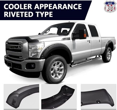 PIT66 6PCS Fender Flares with Mounting Hardware,Fit 2004-2006 Jeep Wrangler Unlimited LJ /1997-2006 Wrangler TJ (Not fit Sport Sport Utility Models) Smooth Pocket Riveted Style Wheel Flares in Saudi Arabia