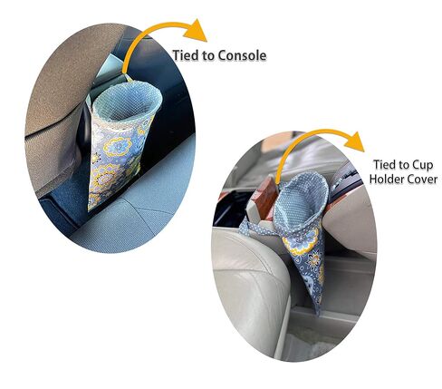 حقيبة قمامة السيارة معلقة بالمقعد الأمامي ووحدة التحكم بمسند رأس المقعد الخلفي - سلة مهملات السيارة مع بطانة مقاومة للماء قابلة لإعادة الاستخدام وأكياس للاستعمال مرة واحدة - سلة نفايات السيارة (أزرق مخضر صغير) in Kuwait