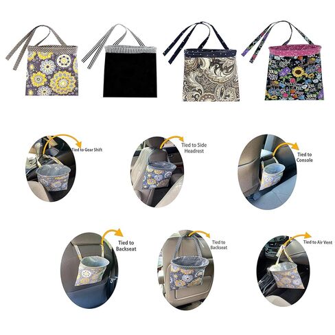 حقيبة قمامة السيارة معلقة بالمقعد الأمامي ووحدة التحكم بمسند رأس المقعد الخلفي - سلة مهملات السيارة مع بطانة مقاومة للماء قابلة لإعادة الاستخدام وأكياس للاستعمال مرة واحدة - سلة نفايات السيارة (أزرق مخضر صغير) in Kuwait