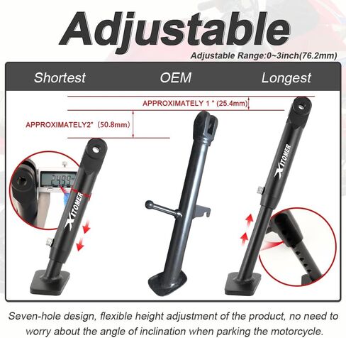 Xitomer Adjustable Side Stand Compatible with CB650R 2019-2025, CBR650R 2019-2024, CBR650F CB650F 2014-2018 Motorcycle 3 inch Adjustable Kickstand Aluminum Sidekick in Saudi Arabia