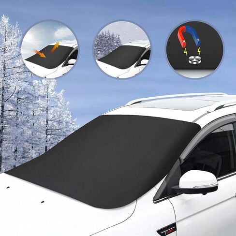 Magnetic Windshield Cover for Snow, Winter Windshield Snow Cover with Magnetic Edge, Universal Front Windshield Protector for Cars SUVs Trucks, Ice and Frost Protection Cover in Saudi Arabia