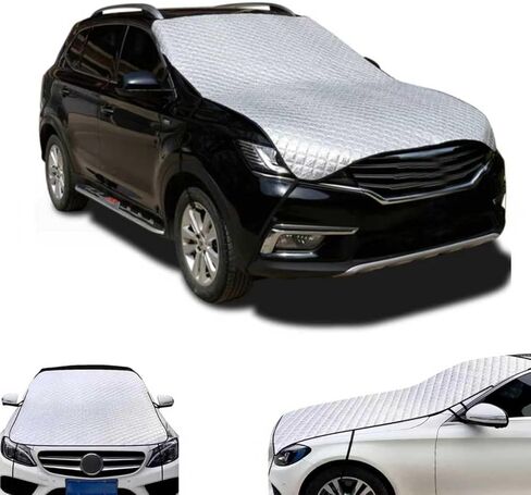 Car Windshield Cover, Waterproof Snowproof Sunshade Cover for Windshield Hood, Thickened Heat-insulating Foldable Car Exterior Accessories, Universal for Most Vehicles (Silver) in Saudi Arabia
