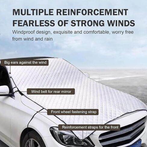 Car Windshield Cover, Waterproof Snowproof Sunshade Cover for Windshield Hood, Thickened Heat-insulating Foldable Car Exterior Accessories, Universal for Most Vehicles (Silver) in Saudi Arabia