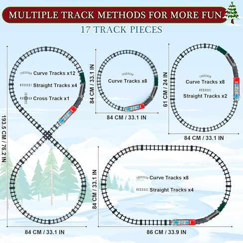 Kids Electric Train Set - Remote Control Blue Train Set w/Smoke, Sounds, Lights - Rechargeable for Christmas Tree - Train Toys Gifts for 3 to 8 Year Old Boys in Kuwait