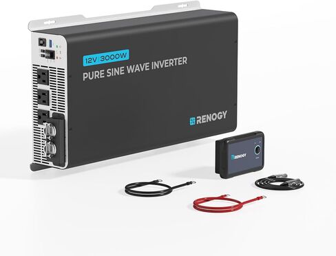 Renogy Inverter PUH 1000 watt Pure Sine Wave Inverter, Built-in Transfer Switch and Bluetooth, Car Power Inverter 12V to 120V AC Converter for RV, Truck, Camping, Home, Emergency, Off-Grid Living in Saudi Arabia