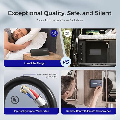 Renogy Inverter PUH 1000 watt Pure Sine Wave Inverter, Built-in Transfer Switch and Bluetooth, Car Power Inverter 12V to 120V AC Converter for RV, Truck, Camping, Home, Emergency, Off-Grid Living in Saudi Arabia
