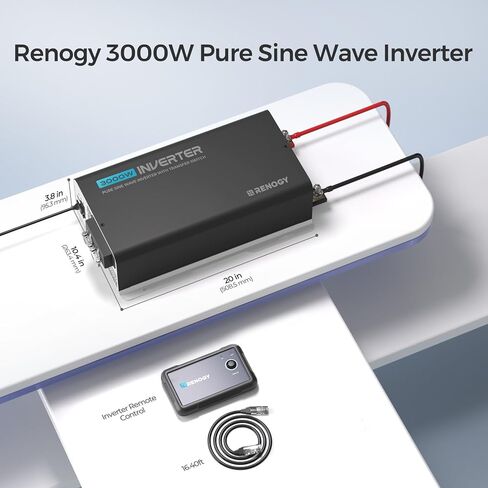 Renogy Inverter PUH 1000 watt Pure Sine Wave Inverter, Built-in Transfer Switch and Bluetooth, Car Power Inverter 12V to 120V AC Converter for RV, Truck, Camping, Home, Emergency, Off-Grid Living in Saudi Arabia