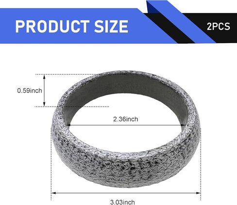 ID 60mm Exhaust Donut Gasket, 2.36 Inch Graphite Metal Flange Gasket Replacement for Exhaust Pipe & Manifold, Leak Proof Seal for Car Truck Vehicle Engine (60MM) in Saudi Arabia
