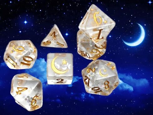 Moon Star Resin Dice Set for Dungeons and Dragons Polyhedral RPG Tabletop Dice in Saudi Arabia