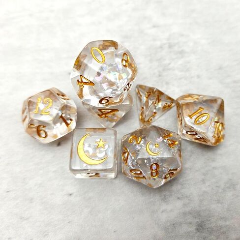 Moon Star Resin Dice Set for Dungeons and Dragons Polyhedral RPG Tabletop Dice in Saudi Arabia