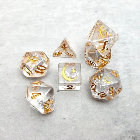 Moon Star Resin Dice Set for Dungeons and Dragons Polyhedral RPG Tabletop Dice in Saudi Arabia