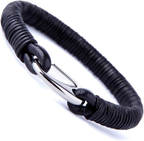 Urban Jewelry Powerful Dark Brown Leather Cuff Bracelet with Metal Design and Buckle Clasp (Adjustable) in Saudi Arabia