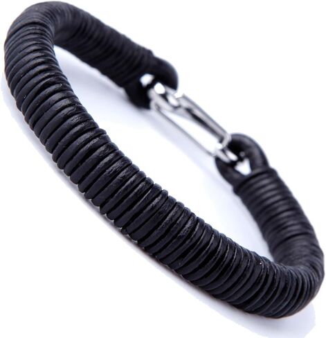 Urban Jewelry Powerful Dark Brown Leather Cuff Bracelet with Metal Design and Buckle Clasp (Adjustable) in Saudi Arabia