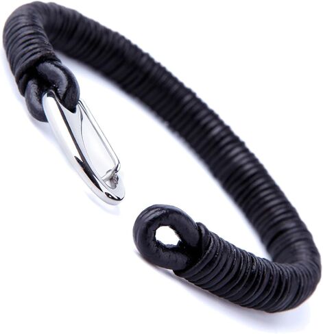 Urban Jewelry Powerful Dark Brown Leather Cuff Bracelet with Metal Design and Buckle Clasp (Adjustable) in Saudi Arabia