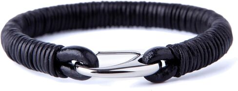 Urban Jewelry Powerful Dark Brown Leather Cuff Bracelet with Metal Design and Buckle Clasp (Adjustable) in Saudi Arabia