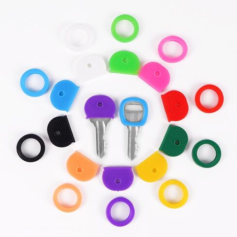 40 Pack Key Caps Covers Caps Tags - 2 Styles Semicircular & Round, Multicolor Rubber Key Identifiers for Standard Flat Keys, Easy Identification in 10 Colors in Saudi Arabia