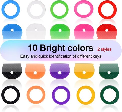 40 Pack Key Caps Covers Caps Tags - 2 Styles Semicircular & Round, Multicolor Rubber Key Identifiers for Standard Flat Keys, Easy Identification in 10 Colors in Saudi Arabia