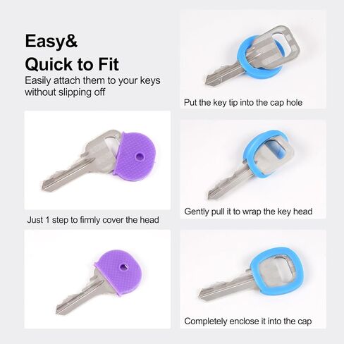 40 Pack Key Caps Covers Caps Tags - 2 Styles Semicircular & Round, Multicolor Rubber Key Identifiers for Standard Flat Keys, Easy Identification in 10 Colors in Saudi Arabia
