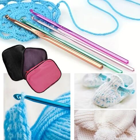 22 Pcs Crochet Hooks, Multicolored Knitting Needles for Crocheting, Smooth & Lightweight Crochet Hook Kit for Yarn Crafts(Black) in Saudi Arabia