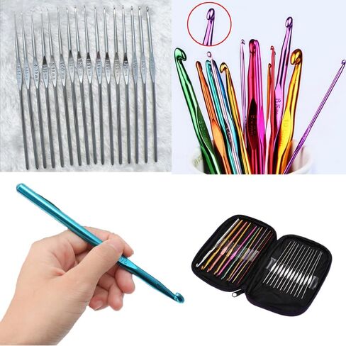 22 Pcs Crochet Hooks, Multicolored Knitting Needles for Crocheting, Smooth & Lightweight Crochet Hook Kit for Yarn Crafts(Black) in Saudi Arabia