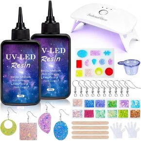 SolaraGlaze UV Resin with Light 240g Upgraded Hard Type Crystal Clear UV Resin Kit Ultraviolet Epoxy Resin Hard, Starter Kit for Craft Jewelry Making in Saudi Arabia