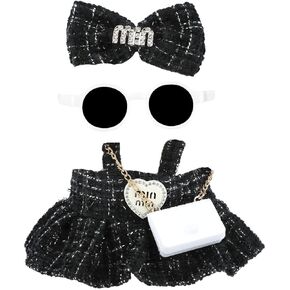 ملابس الدمى مقاس 17 سم ملابس وردية للدمى فستان أسود أنيق ومشابك شعر ونظارات وحقيبة إكسسوارات ملابس رائعة متوافقة مع الدمية (النمط 5) in Kuwait