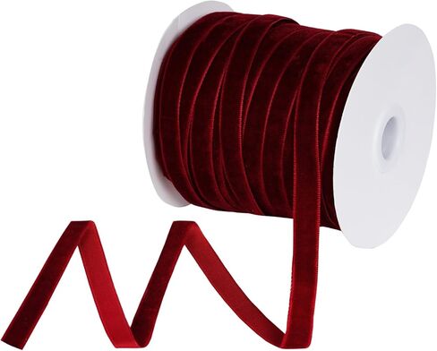 50 Yards Velvet Ribbon 3/8 Inch for Gift Wrapping, Vintage Single Face Thin Velvet Ribbon for Christmas Tree Bouquet Crafts Wedding Party Decoration (Red) in Saudi Arabia
