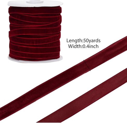 50 Yards Velvet Ribbon 3/8 Inch for Gift Wrapping, Vintage Single Face Thin Velvet Ribbon for Christmas Tree Bouquet Crafts Wedding Party Decoration (Red) in Saudi Arabia