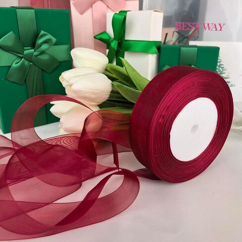 50 Yards (1 Roll) 1" Solid Organza Ribbon Craft Bow Party Decoration Packing Ribbons Blue in Saudi Arabia