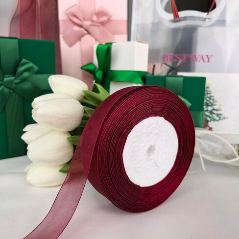 50 Yards (1 Roll) 1" Solid Organza Ribbon Craft Bow Party Decoration Packing Ribbons Blue in Saudi Arabia