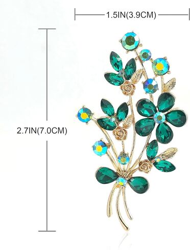 YOQUCOL Red Colour Zircon Crystal Poppy Flower Bouquet Shape Brooch Pins for Woman Girls Gift in Kuwait