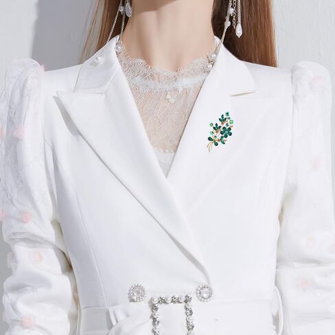 YOQUCOL Red Colour Zircon Crystal Poppy Flower Bouquet Shape Brooch Pins for Woman Girls Gift in Kuwait