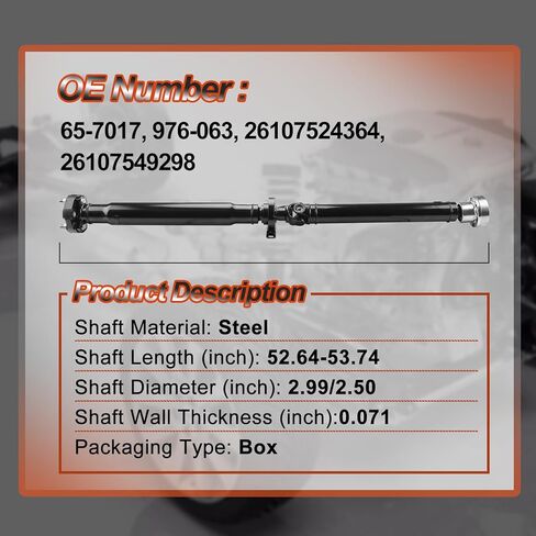 976-063 مجموعة عمود الدفع الخلفي الكامل المتوافقة مع BMW E53 X5 2004 2005 2006، ناقل الحركة الأوتوماتيكي AWD، استبدل OE 65-7017، 976-063، 26107524364، 26107549298 in Saudi Arabia