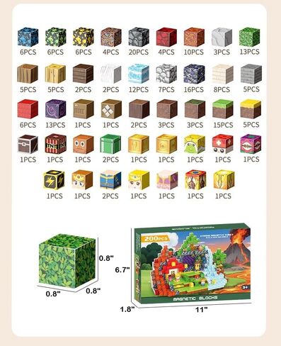 مكعبات مغناطيسية، مجموعة ألعاب مغناطيسية مكونة من 200 قطعة مقاس 0.8 بوصة، مجموعة ألعاب مغناطيسية للفارس والأميرة، مكعبات بناء مكدسة مغناطيس للأطفال، ألعاب ألعاب إبداعية حسية STEM للأطفال الصغار الأولاد والبنات 676 in Kuwait