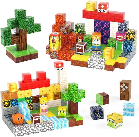 مكعبات مغناطيسية، مجموعة ألعاب مغناطيسية مكونة من 200 قطعة مقاس 0.8 بوصة، مجموعة ألعاب مغناطيسية للفارس والأميرة، مكعبات بناء مكدسة مغناطيس للأطفال، ألعاب ألعاب إبداعية حسية STEM للأطفال الصغار الأولاد والبنات 676 in Kuwait