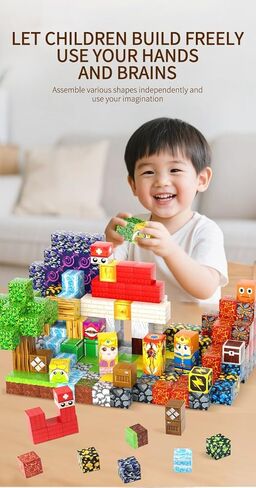 مكعبات مغناطيسية، مجموعة ألعاب مغناطيسية مكونة من 200 قطعة مقاس 0.8 بوصة، مجموعة ألعاب مغناطيسية للفارس والأميرة، مكعبات بناء مكدسة مغناطيس للأطفال، ألعاب ألعاب إبداعية حسية STEM للأطفال الصغار الأولاد والبنات 676 in Kuwait