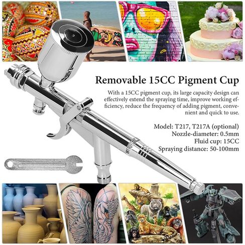 Garosa Professional Airbrush Kit with 0.5mm Nozzle, Ergonomic Trigger Design, Adjustable Spray Pattern for Artwork, Body Art Painting, T217 in Saudi Arabia