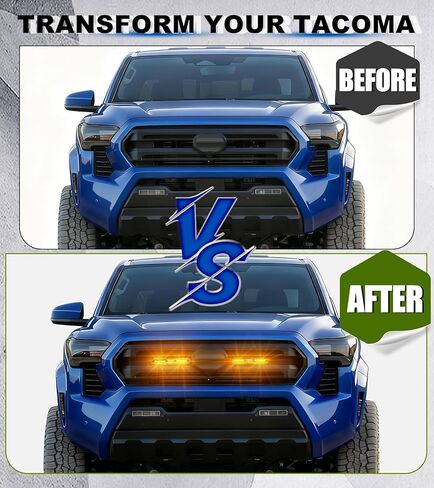 Direct-Snap LED Grill Lights for 2024 2025 Toyota Tacoma Raptor Lights Front Grille Light Bar 4th Gen Tacoma Accessories (Amber, SR SR5 Only) in Kuwait
